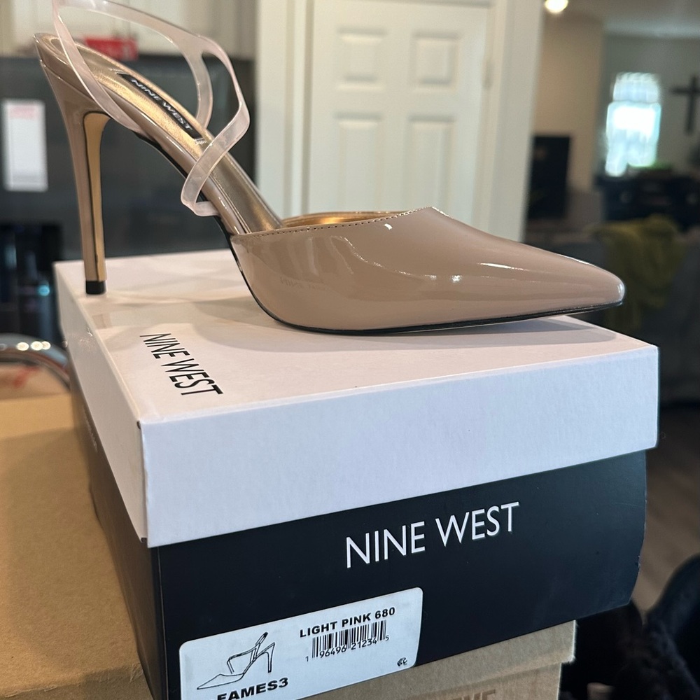 Nine West Nude Heels with Clear Straps